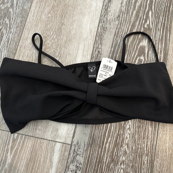 NWT Windsor Sz S Adorable Black Crop Top w Large Bow - Picture 1 of 8